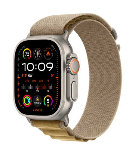 Apple Watch Ultra 2 v2 Cellular 49mm Natural Titanium Case Tan Alpine Loop - Small