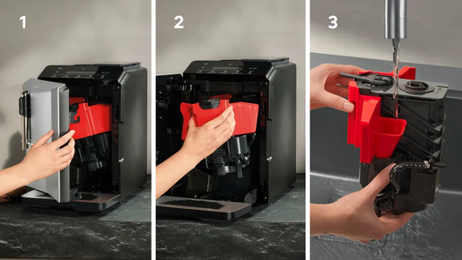 SIEMENS automatski kafe aparat TF303E01; EQ300; 15 Bara; Keramički mlin; Mlaznica za mlijeko za pjenjenje u šoljici; LCD display; coffeeDirect zaslon;  iAroma sistem; srebrena