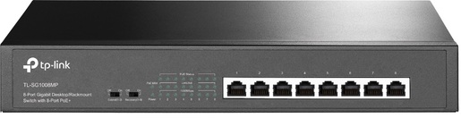 TP-Link 8-Port Gigabit PoE+ Switch, 8 Gigabit RJ45 Ports, 802.3at/af, 126W PoE Power, 1U 13-inch Rack-mountable Steel Case
