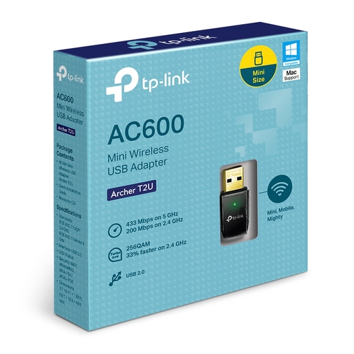 TP-Link AC600 Wi-Fi USB Adapter, 1T1R,433Mbps at 5GHz + 150Mbps at 2.4GHz, 802.11ac/a/b/g/n, USB 2.0,WPS Button,1 internal antenna