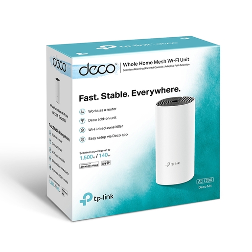 TP-Link Deco M4 (1-pack) AC1200 Whole-Home Mesh Wi-Fi System,Qualcomm CPU,867Mbps at 5GHz+300Mbps at 2.4GHz