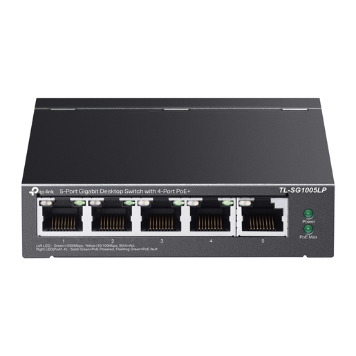 TP-Link TL-SG1005LP 5-Port Gigabit Unmanaged Switch with 4-Port PoE+, 802.3af/at PoE+, PoE budget 40W