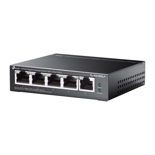 TP-Link TL-SG1005LP 5-Port Gigabit Unmanaged Switch with 4-Port PoE+, 802.3af/at PoE+, PoE budget 40W