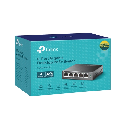 TP-Link TL-SG1005LP 5-Port Gigabit Unmanaged Switch with 4-Port PoE+, 802.3af/at PoE+, PoE budget 40W