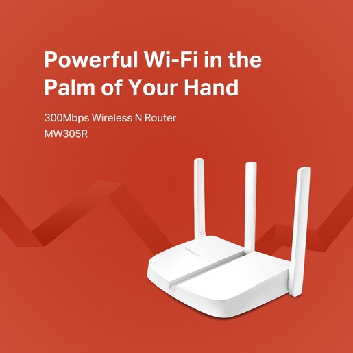 Mercusys MW305R 300Mbps Wireless N Router, 1 x 10/100 WAN Port + 3 x 10/100 LAN Ports, 3 x 5 dBi fixed omni directional antennas
