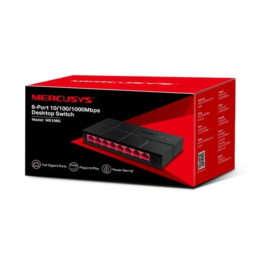 Mercusys MS108G 8-Port 10/100/1000 Mbps Desktop Switch, 8 x 10/100/1000 Mbps RJ-45 ports