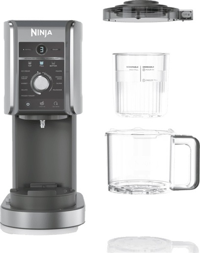 NINJA aparat za sladoled NC501EU CREAMi Deluxe, sivi: 800 W, kapacitet 3x 709 mL, 10 programa