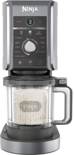 NINJA aparat za sladoled NC501EU CREAMi Deluxe, sivi: 800 W, kapacitet 3x 709 mL, 10 programa