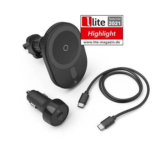 HAMA 15 W bežični punjač, 122922 MagChargeCar FC15, crni