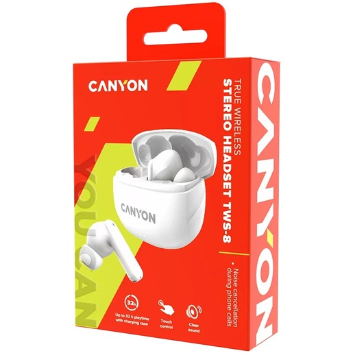 CANYON Bluetooth slušalice, CNS-TWS8W, White