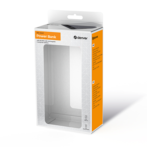 DENVER powerbank 30000 mAh, PBS-30007, BLACK