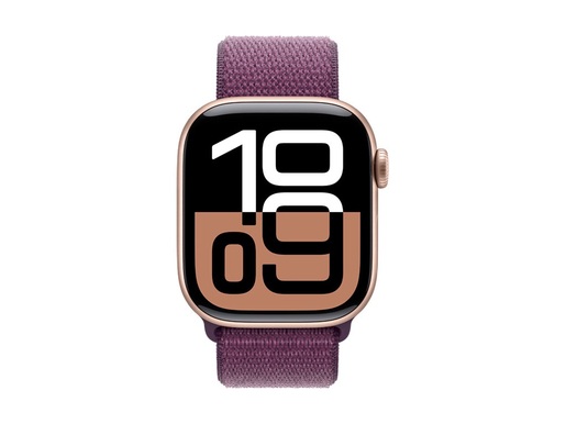 Apple Watch S10 GPS 42mm Rose Gold Aluminium Case Plum Sport Loop
