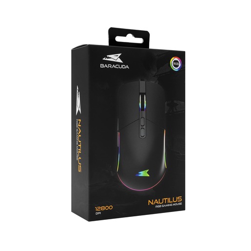 WHITE SHARK BARACUDA gaming miš BGM-011 NAUTILUS crni RGB, 12.800 dpi, žični