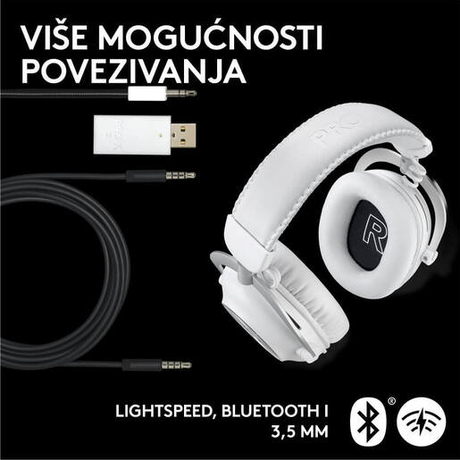 LOGITECH slušalice G PRO X2 LIGHTSPEED gaming bežične sa Blue Mic mikrofonom bijele