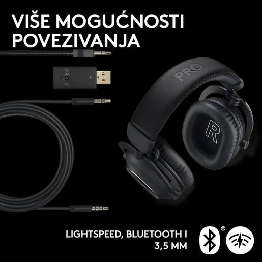 LOGITECH slušalice G PRO X2 LIGHTSPEED gaming bežične sa Blue Mic mikrofonom crne