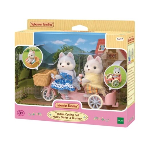 SYLVANIAN TANDEM CYCLING SET HUSKY SISTER & BROTHER EC5637