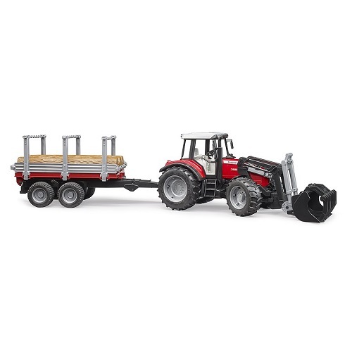 Bruder Massey Ferguson utovarivač s prikolicom 2046