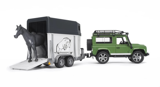 Bruder Land Rover Defender jeep i prikolica sa konjem 2592