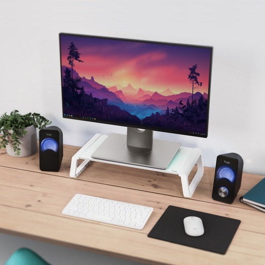 Trust Monta stand za monitor,kaljeno staklo, 50x20 cm,bijeli