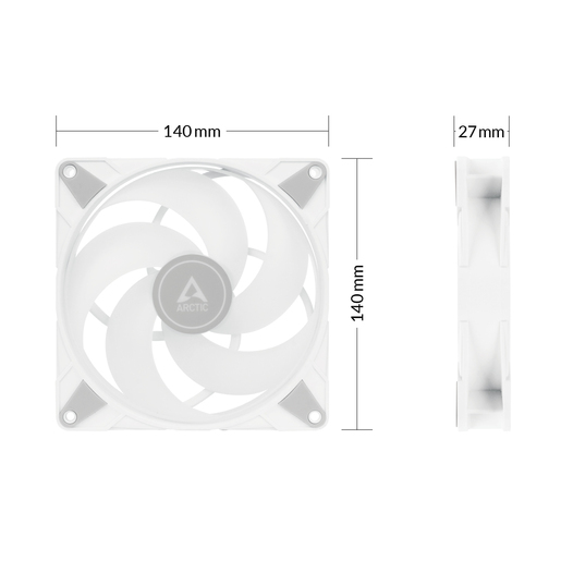 Arctic Fan P14 PWM PST A-RGB white, pressure-optimised semi-passive