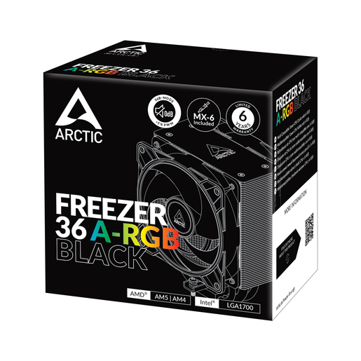 Arctic Freezer 36 A-RGB Black CPU cooler, Intel LGA 1700, AMD AM4, AM5