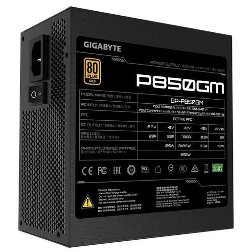 Gigabyte napajanje 850W Gold Modular80+ GOLD; Fully Modular8xSATA,4xPCIe 6+2 Pin, 1xFloppy;