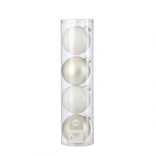 Edelman Kuglice za bor 10cm set 4/1 bijela, staklo