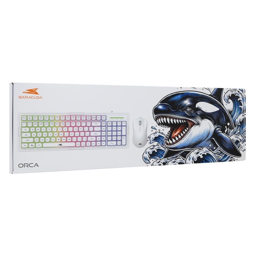 WHITE SHARK BARACUDA gaming set miš i tastatura ORCA bijela žična US layout