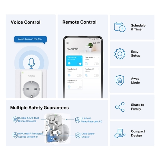 TP-Link Tapo P100 (2-pack) Mini Smart Wi-Fi Socket, pametna utičnica