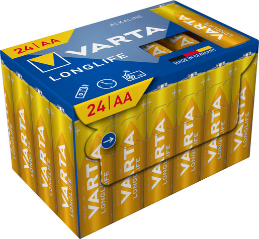 VARTA LONGLIFE alkalna baterija LR06, AA, 1,5V, 24/1 kom. pakovanje, made in Germany