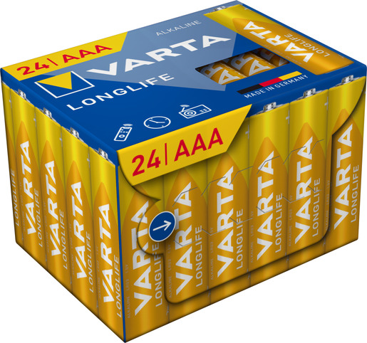 VARTA LONGLIFE alkalna baterija LR03, AAA, 1,5V, 24/1 kom. pakovanje, made in Germany