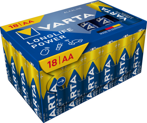 VARTA LONGLIFE POWER alkalna baterija LR06, AA, 1,5V, 18/1 kom. pakovanje, made in Germany