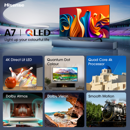 Hisense QLED televizor 65A7NQ, 4K Ultra HD, Smart TV, VIDAA Smart OS, Dolby Atmos, DTS Virtual X decoding