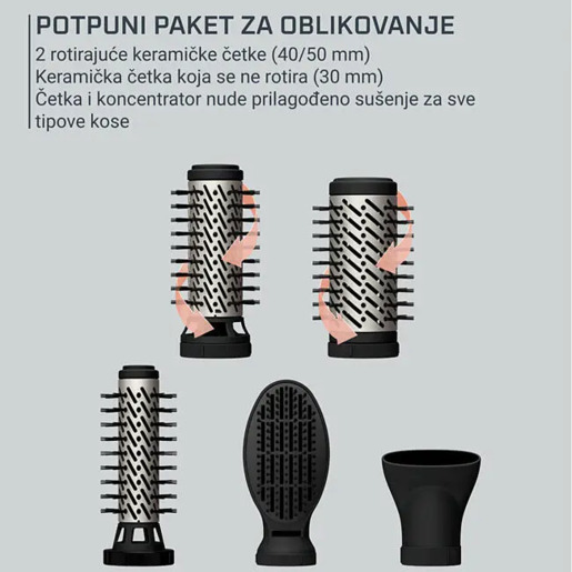 ROWENTA četka za kosu UB9540F0 Brush Activ, rotirajuća, 1000 W, 30 - 40 - 50 mm četka, koncentrator, lopatica, torbica