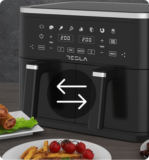 TESLA friteza AF900BSD vrući zrak, zapremina 4.5 + 4.5 L, 2400 W