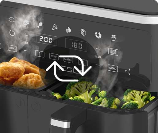 TESLA friteza AF900BSD vrući zrak, zapremina 4.5 + 4.5 L, 2400 W