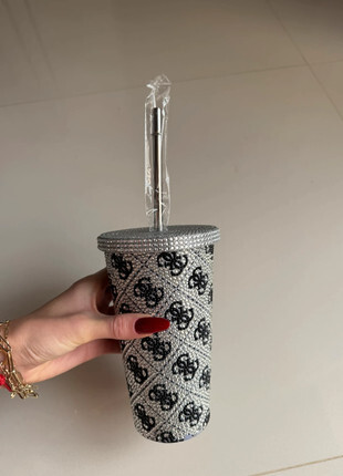 GUESS čaša to go 500ml inoks / Peony srebrena