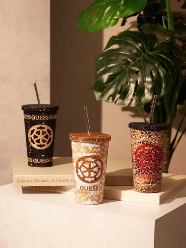 GUESS čaša to go 500ml inoks / Peony Barok bijela