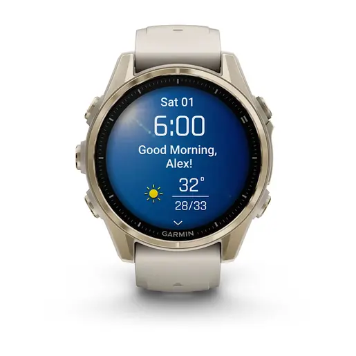 GARMIN Fenix 8 AMOLED Sapphire pametni sat, 43 mm, Sapphire, zlatno/sivi remen, 010-02903-11