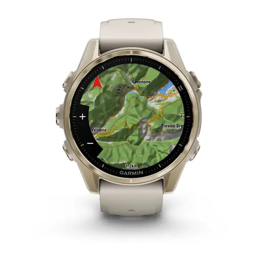 GARMIN Fenix 8 AMOLED Sapphire pametni sat, 43 mm, Sapphire, zlatno/sivi remen, 010-02903-11