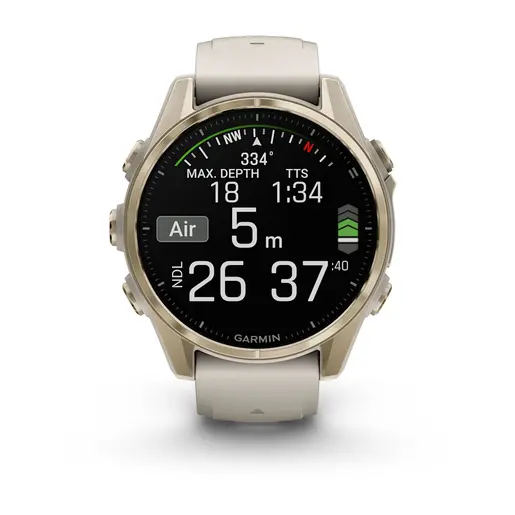 GARMIN Fenix 8 AMOLED Sapphire pametni sat, 43 mm, Sapphire, zlatno/sivi remen, 010-02903-11