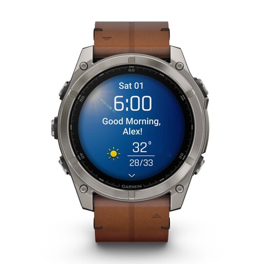 GARMIN Fenix 8 AMOLED Sapphire pametni sat, 51 mm, Titanium, smeđi remen, 010-02905-40