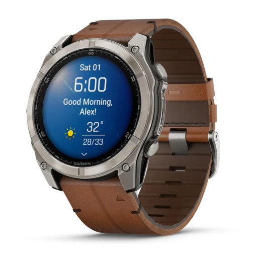 GARMIN Fenix 8 AMOLED Sapphire pametni sat, 51 mm, Titanium, smeđi remen, 010-02905-40