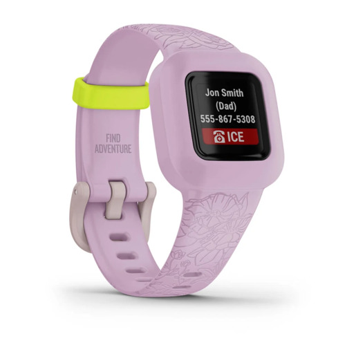 GARMIN Vivofit jr. 3 fitness narukvica za djecu, roza s cvjetnim uzorkom, 010-02441-01