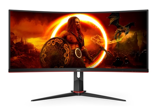 AOC monitor CU34G2XP gaming zakrivljeni, 34, WQHD, VA, 430 cd/m2, HDR400, AMD FreeSync Premium, HDMI, DP, 180Hz, 1ms