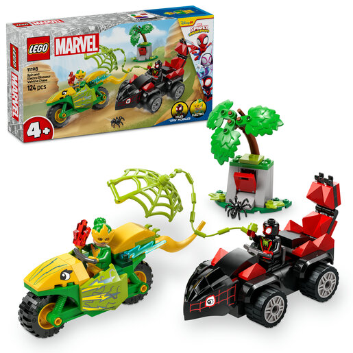 LEGO® Spidey Spin i Electro u dinosaurskim vozilima 11198