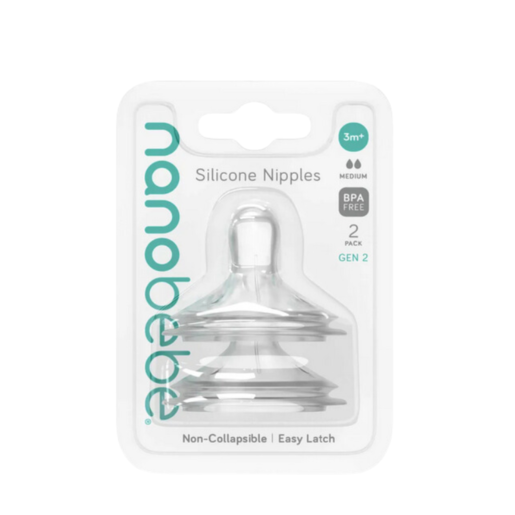 Nanobébé® silikonski sisači za dječje flašice, 2 kom, Medium Flow GEN2