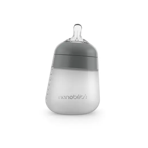 Nanobébé® Flexy silikonska flašica 270 ml – Siva