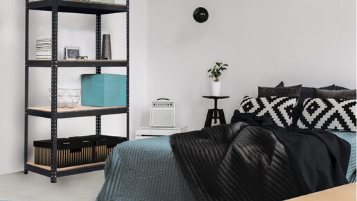 Polica metal/drvo 180 X 90 X 40 cm 5 polica/ nosivost 875 kg Black Frozen