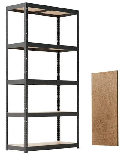 Polica metal/drvo 180 X 90 X 40 cm 5 polica/ nosivost 500 kg Black Frozen
